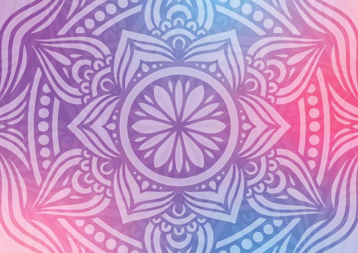 Mandala purple line art soft gradient background vector