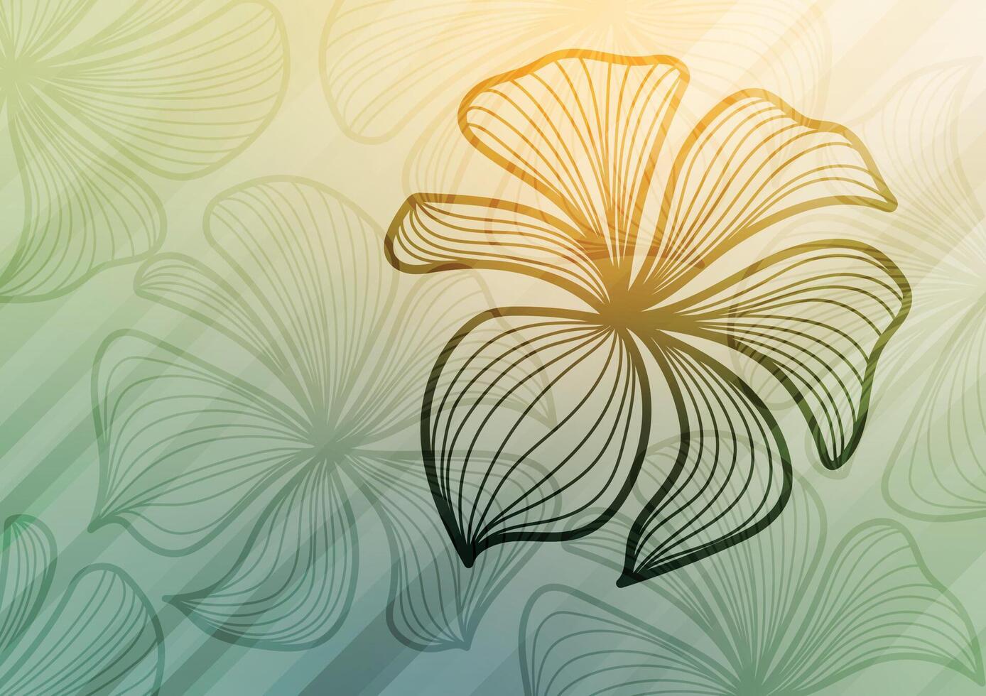 Flower green soft art gradient light background vector