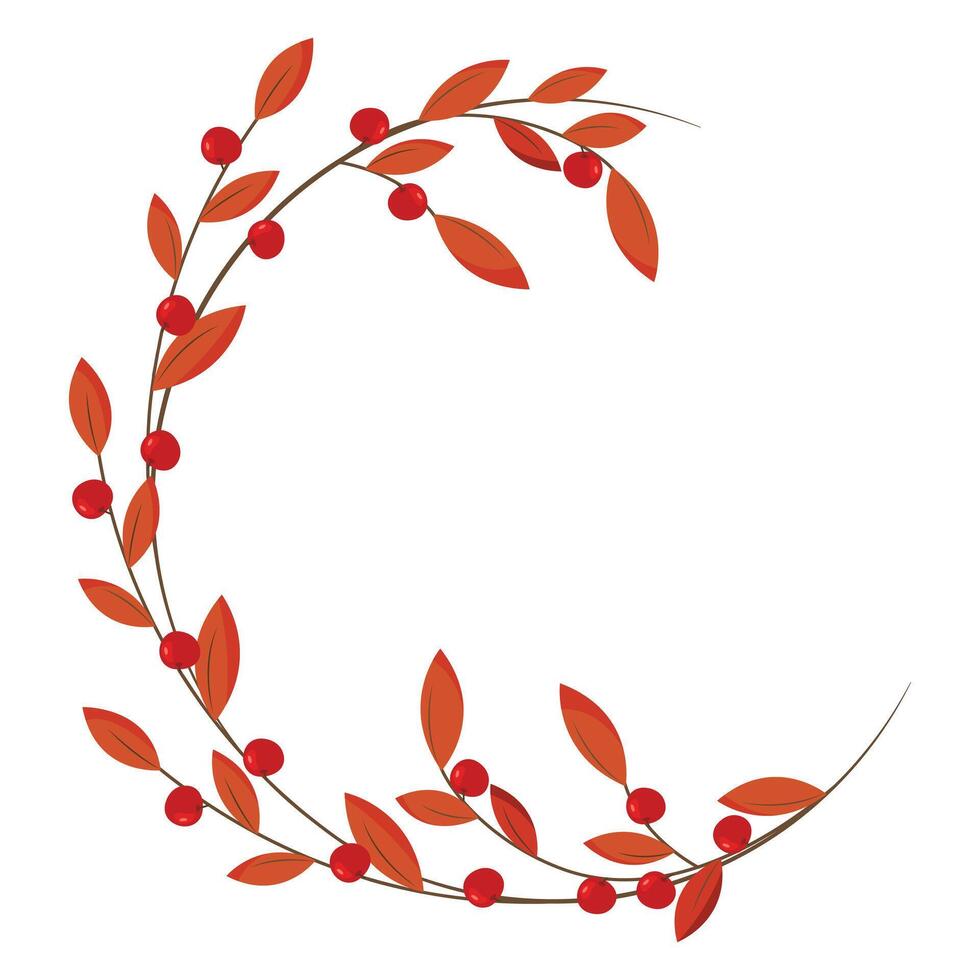 Autumn Frame with Berries and Leaves, Autumn Wreath, Concept, Nature, Autumnal Template, Thanksgiving vector