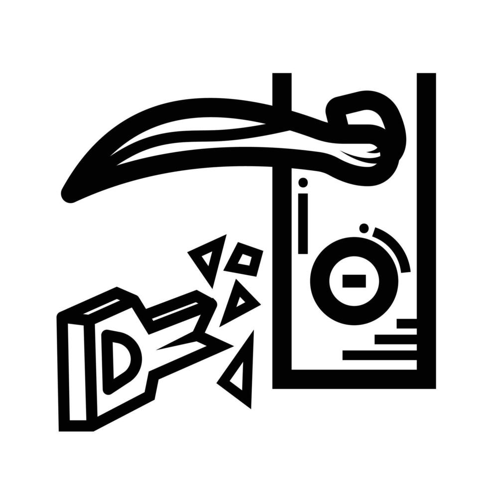Broken key icon illustration isolated on square white background. Simple flat outlined cartoon art styled drawing. vector