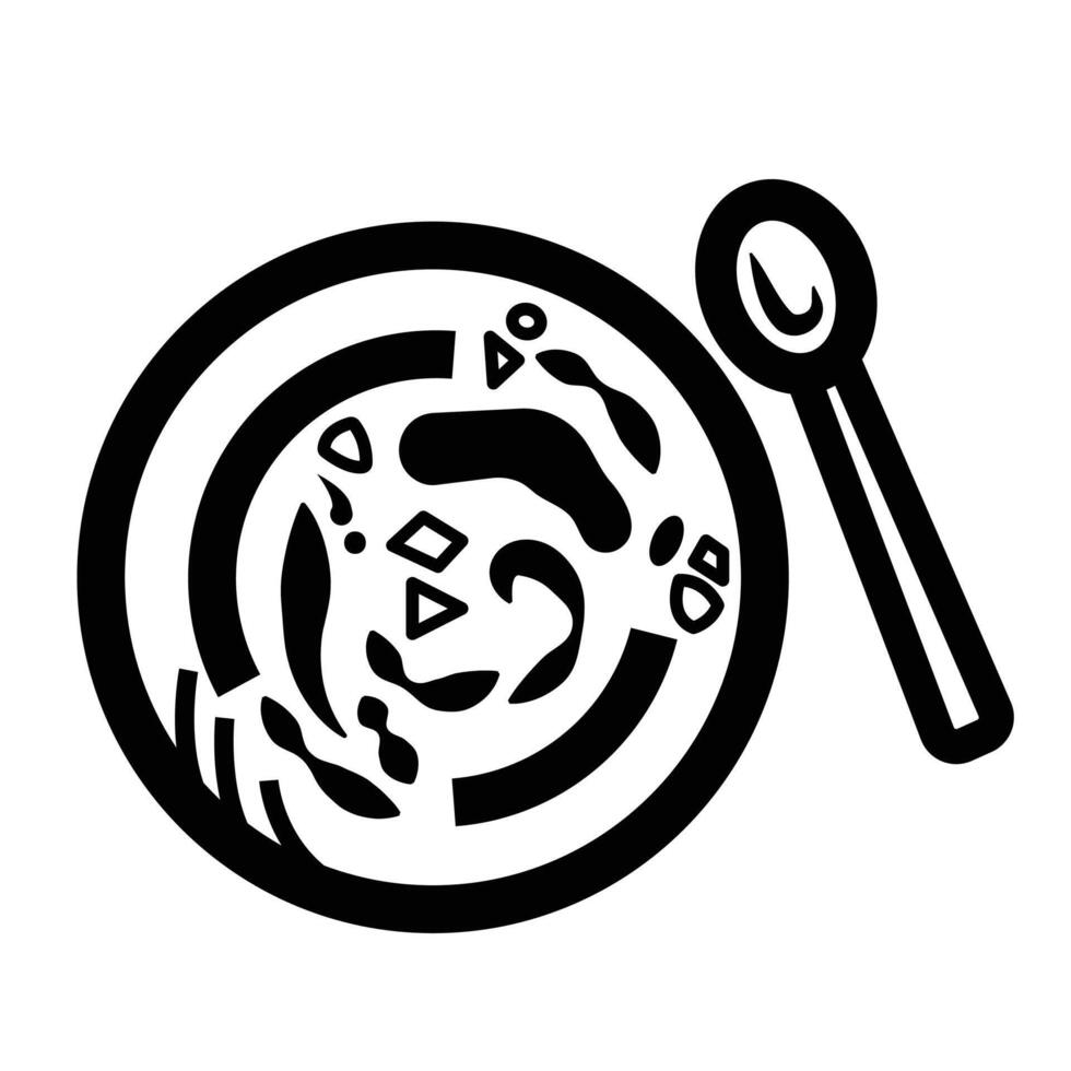 Dirty plate with food and sauce stain after finished eating icon illustration isolated on square white background. Simple flat outlined cartoon art styled drawing. vector
