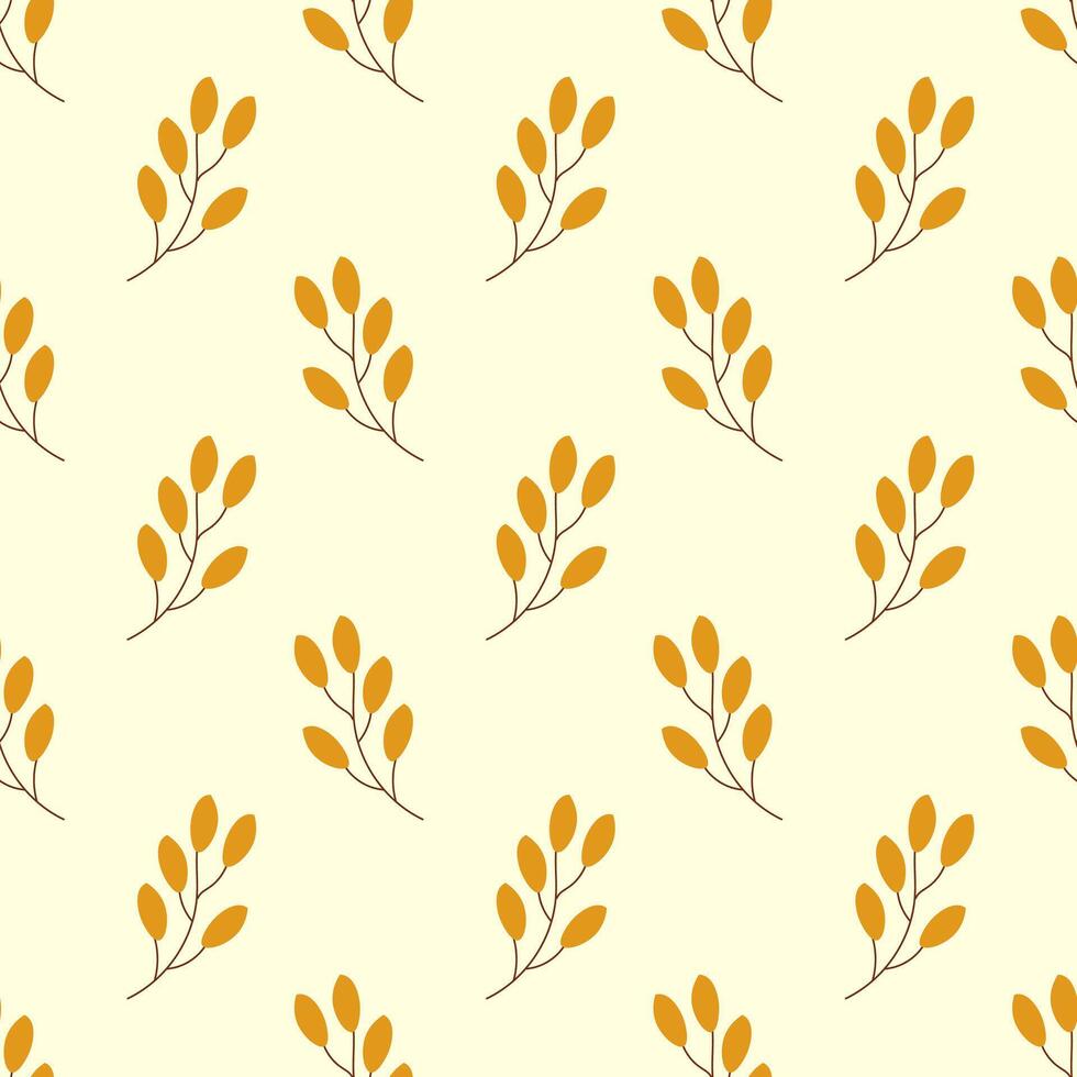 Seamless autumn pattern with branches and leaves. Fall color floral wallpaper. Elegant background for fabric, texture, wallpaper, poster, postcard. vector