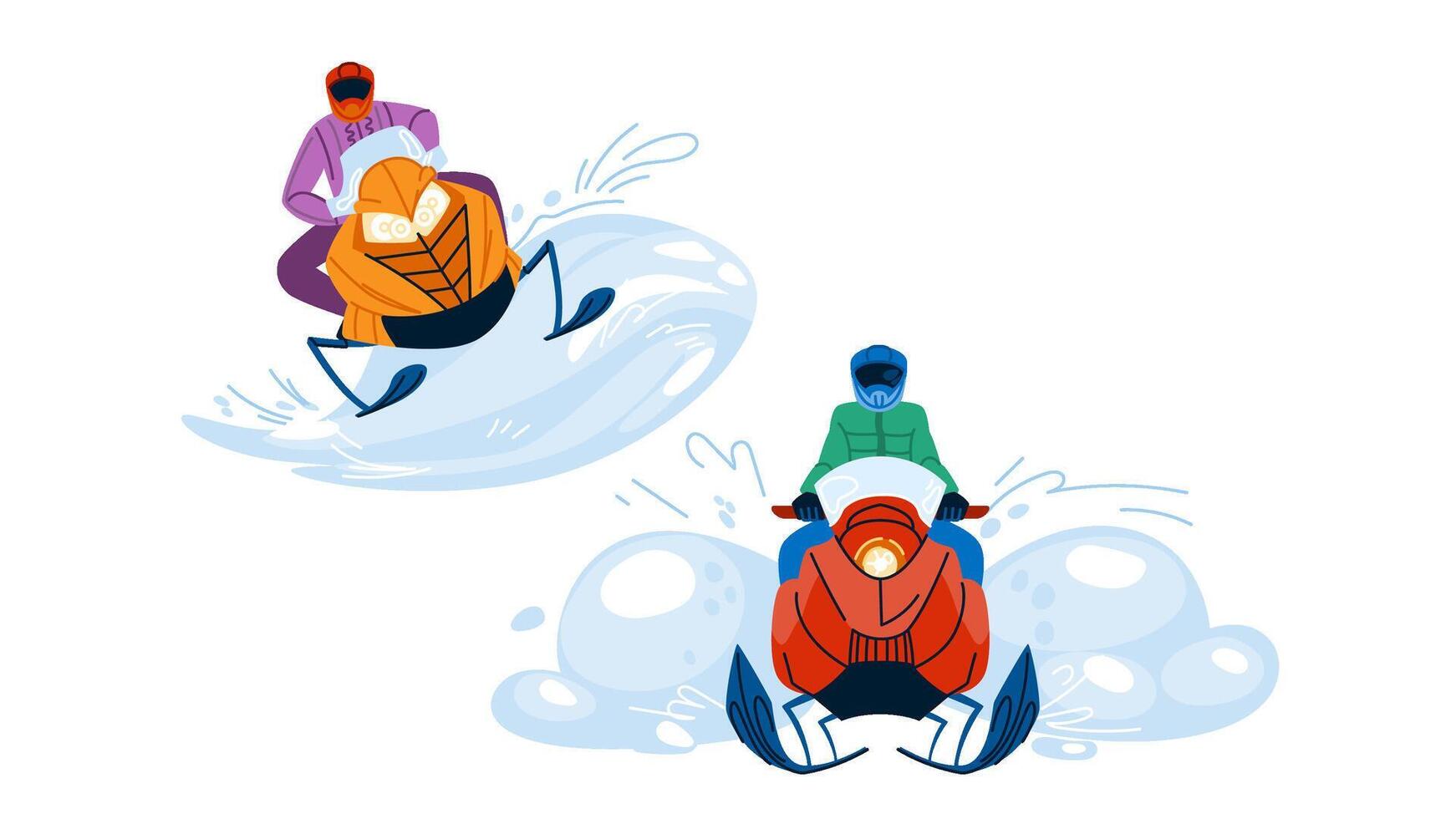 powder snowmobiling winter vector