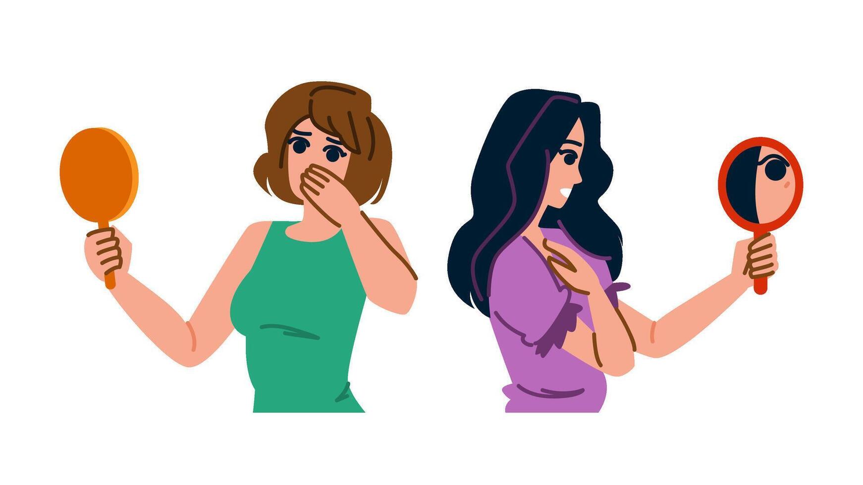 vulnerability woman mirror fear vector