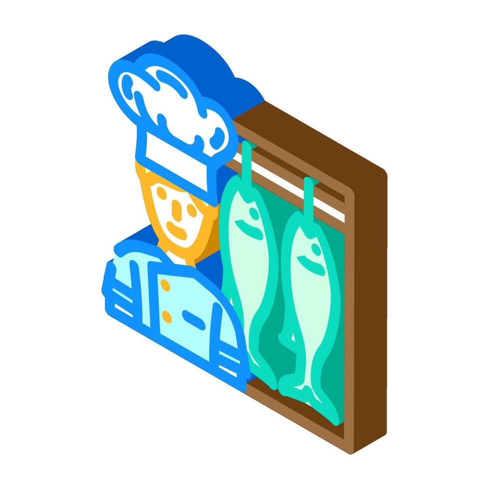 seafood chef restaurant isometric icon illustration vector