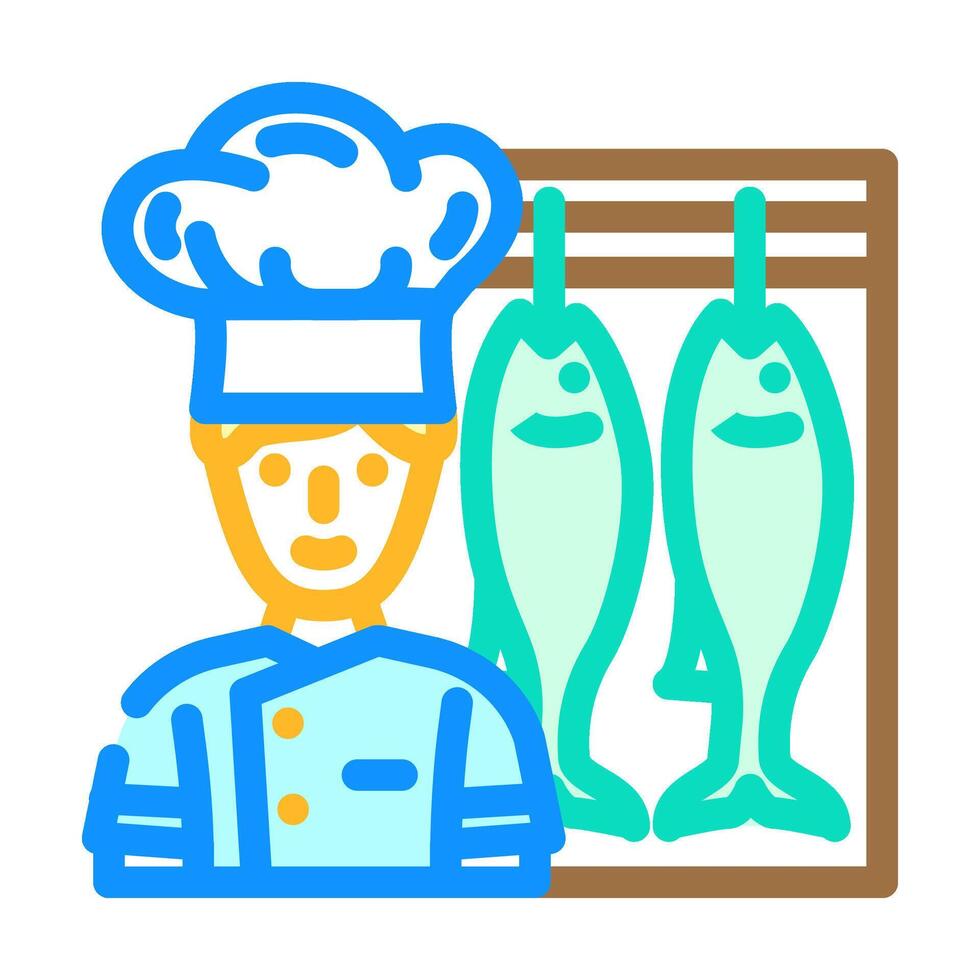 seafood chef restaurant color icon illustration vector