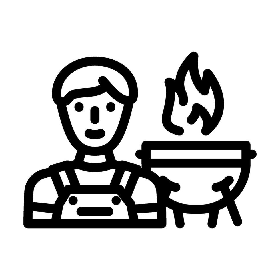 grill master restaurant chef line icon illustration vector
