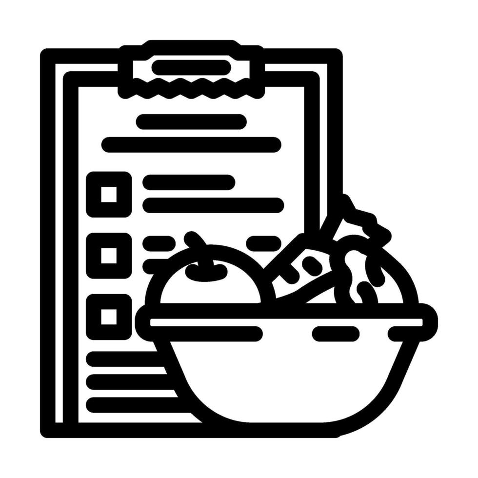 menu planning restaurant chef line icon illustration vector