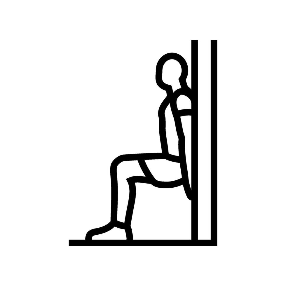wall sits fitness exercise leg line icon illustration vector