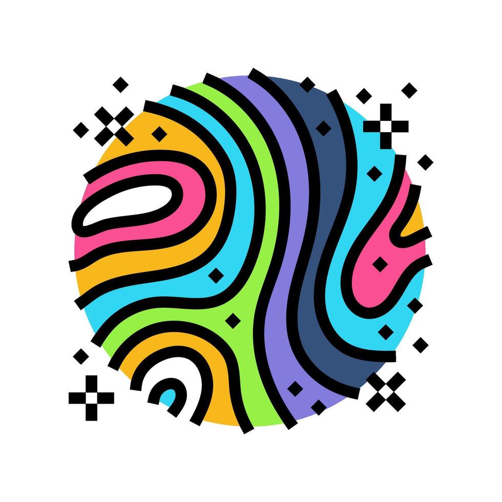 psychedelic visuals rave retro color icon illustration vector