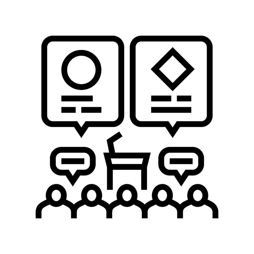 panel discussion virtual conference line icon illustration vector