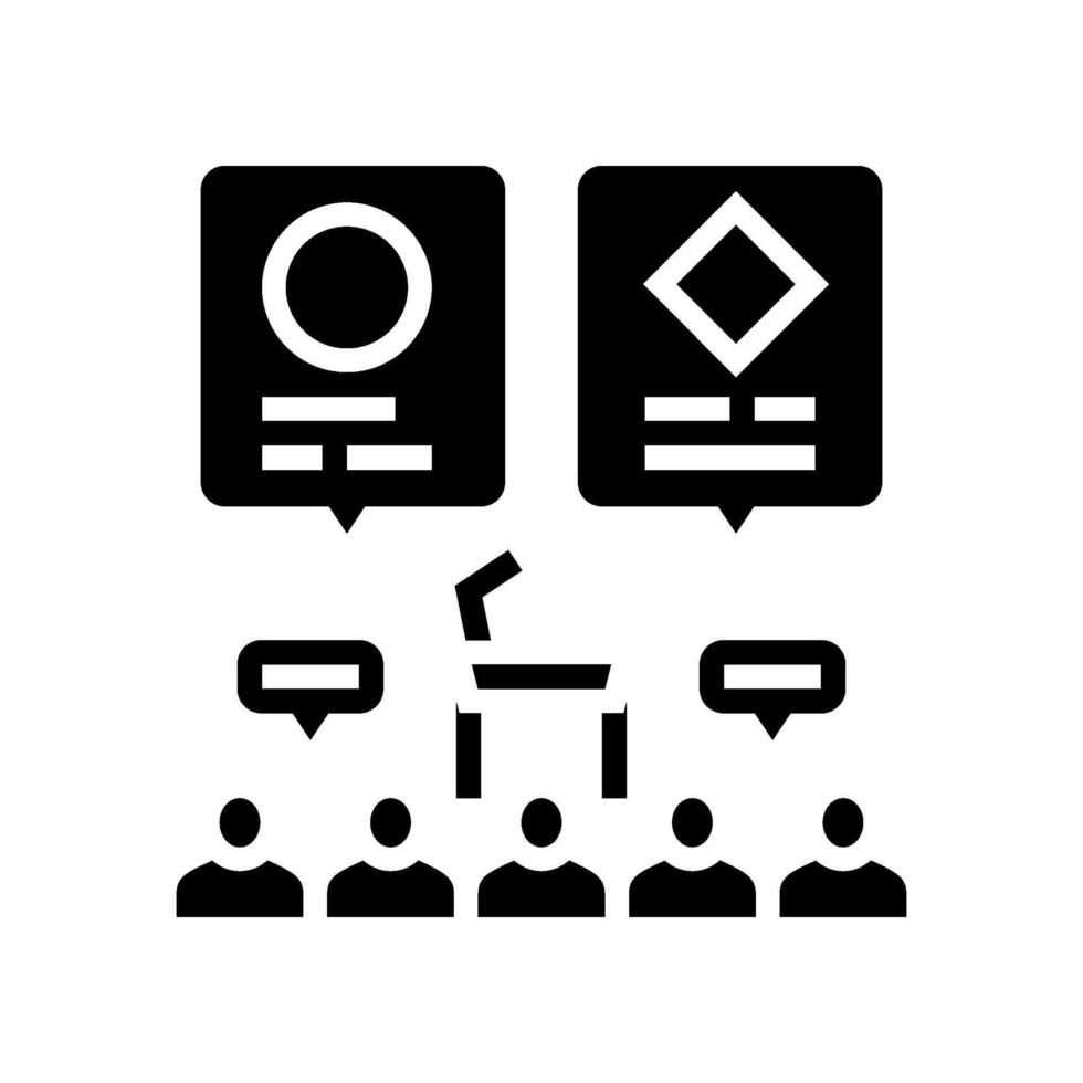 panel discussion virtual conference glyph icon illustration vector