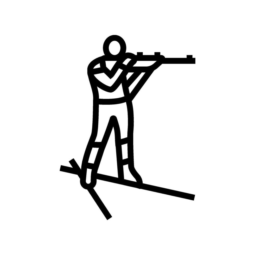 biathlon winter sport line icon illustration vector