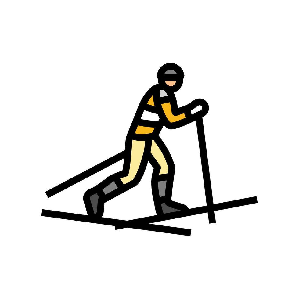cross country skiing winter sport color icon illustration vector