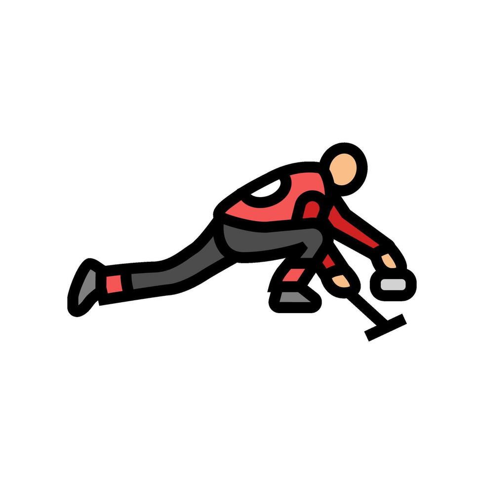 curling winter sport color icon illustration vector