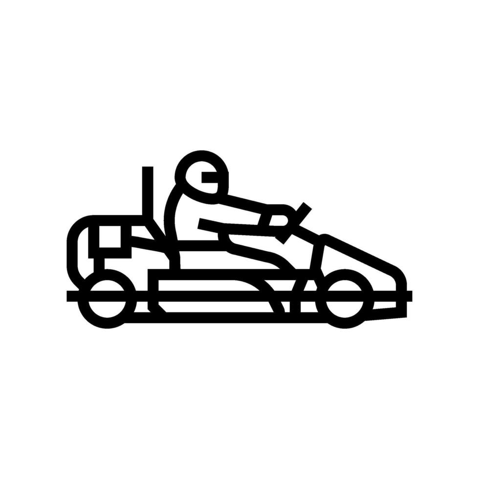 ice karting winter sport line icon illustration vector