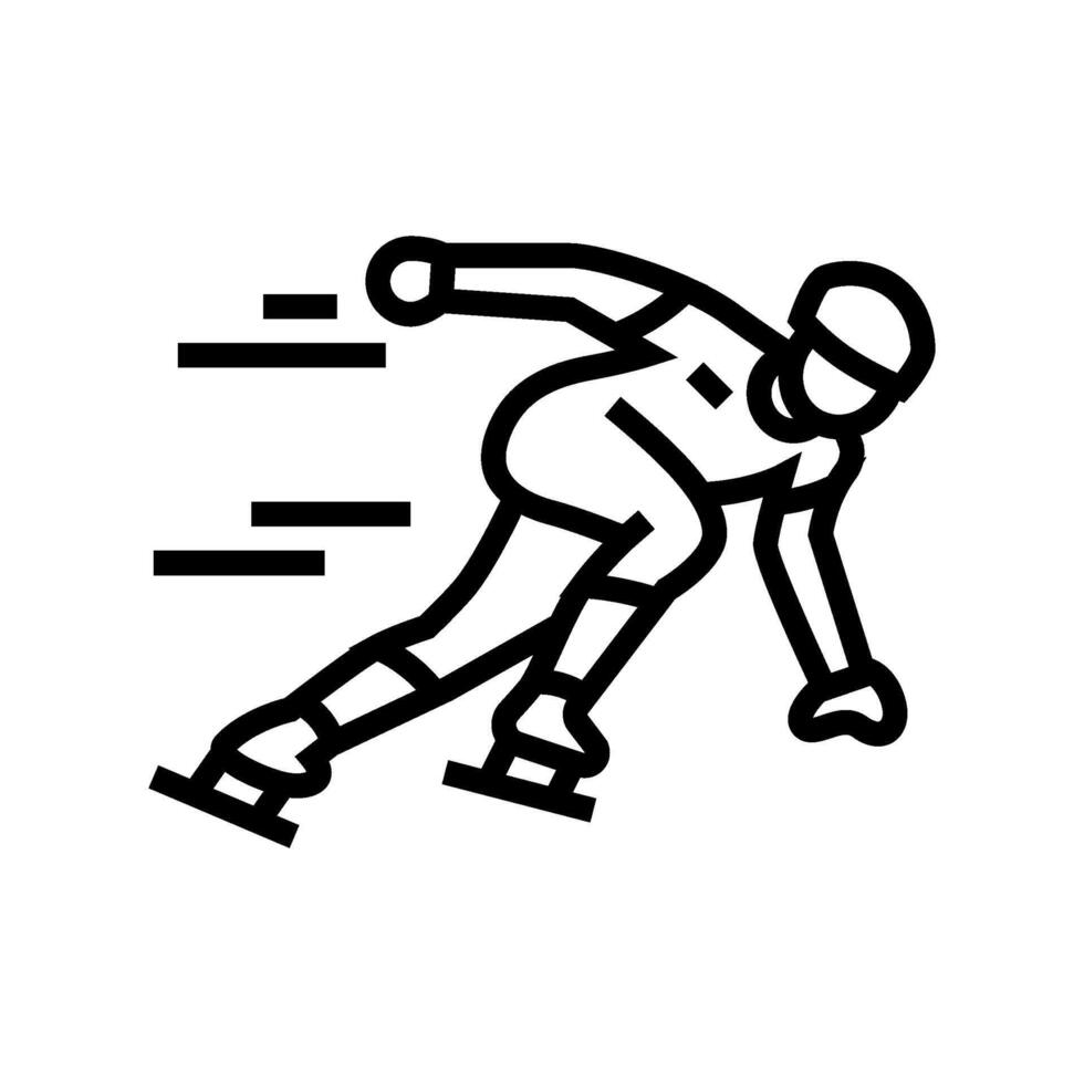 speed skating winter sport line icon illustration vector