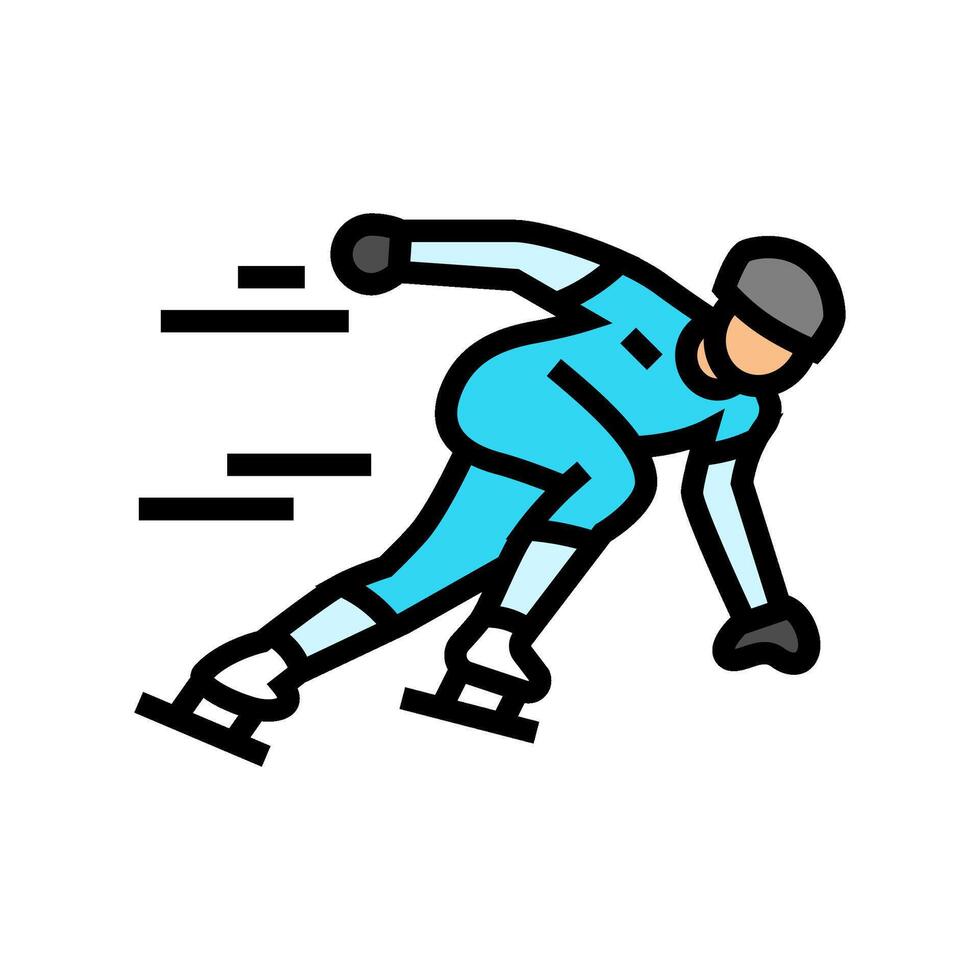 speed skating winter sport color icon illustration vector