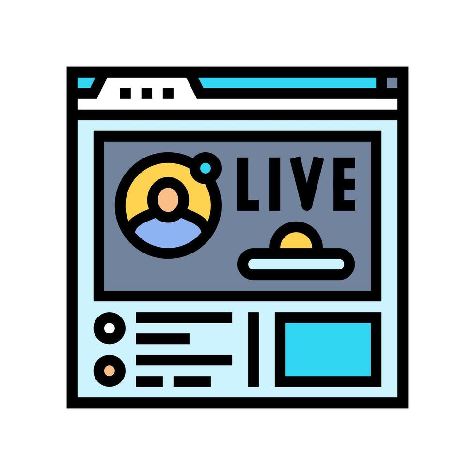 live streaming virtual conference color icon illustration vector