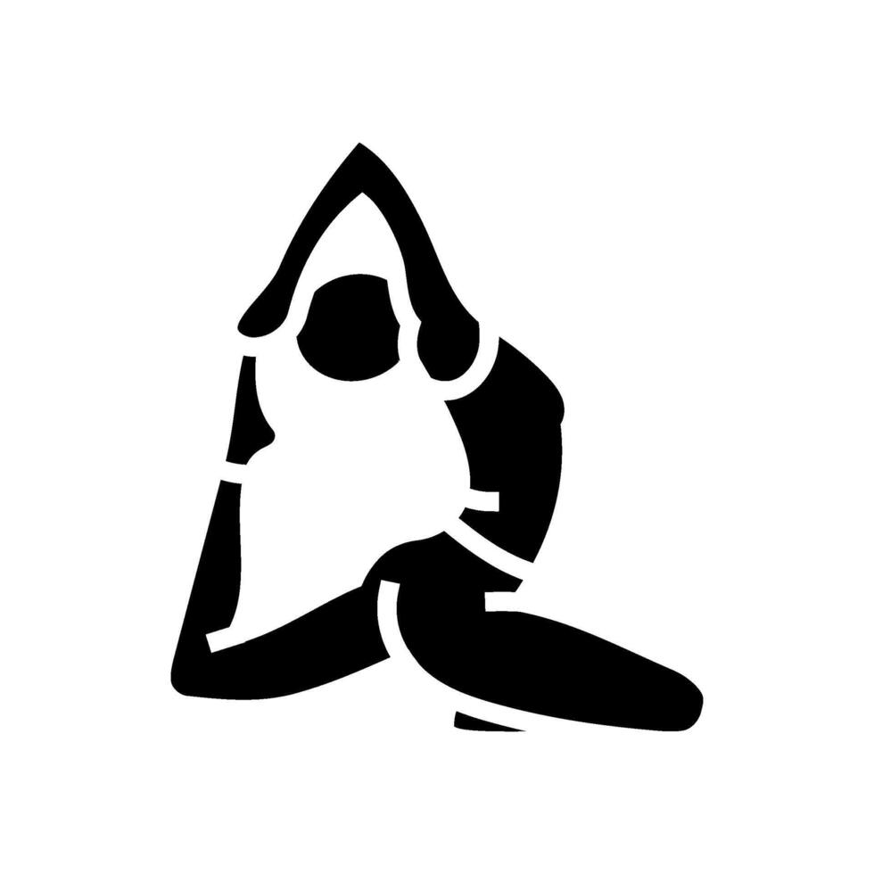 pigeon pose eka pada rajakapotasana yoga glyph icon illustration vector