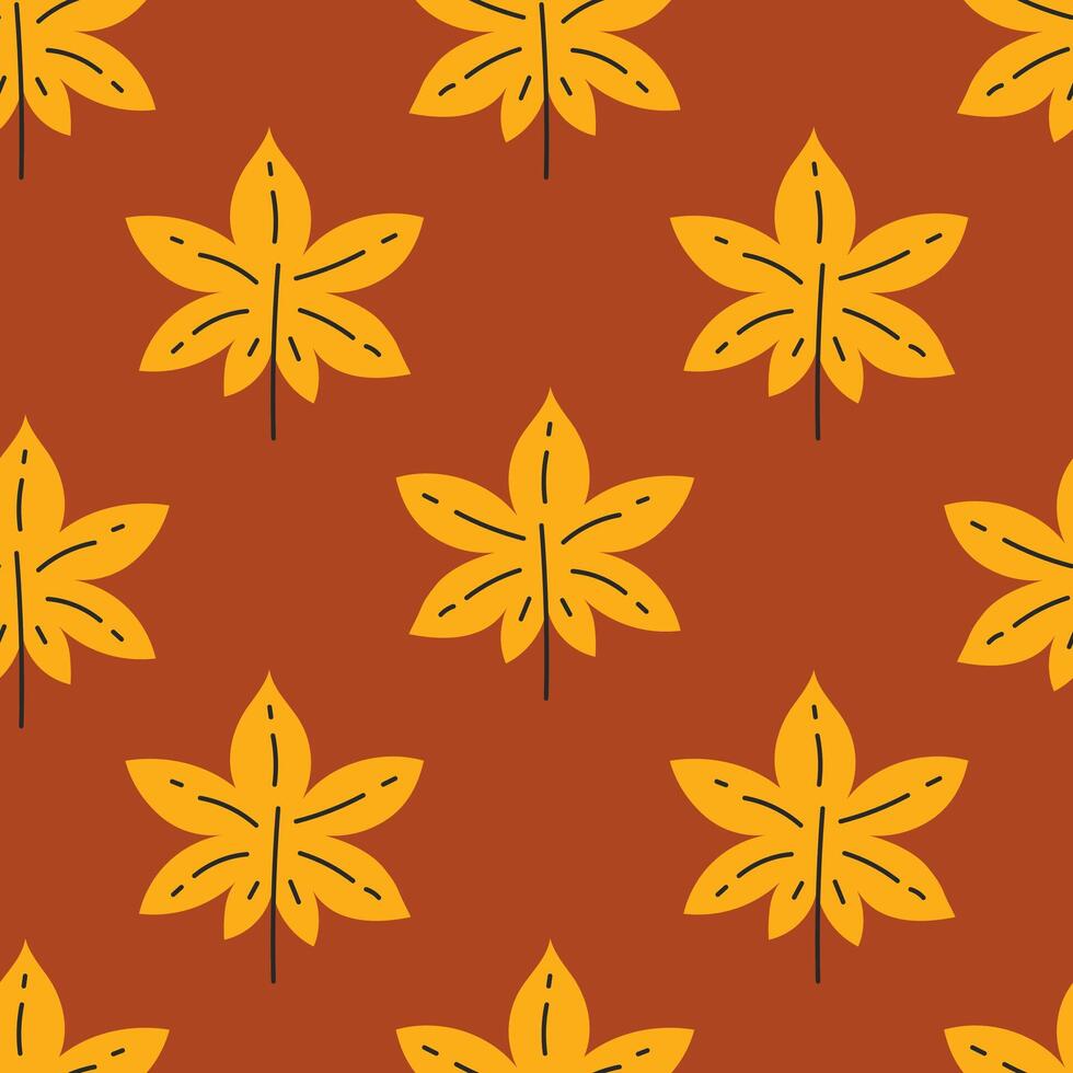 Fall Seamless Pattern with Chestnut Leaf vector