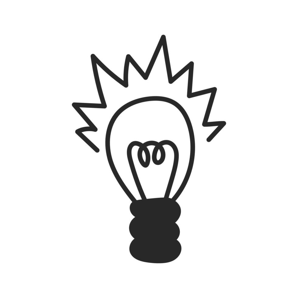 Light Bulb Glowing Doodle Icon vector