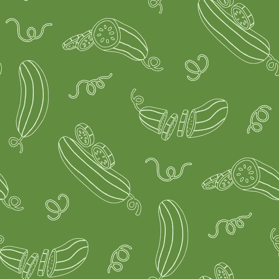 Outline Cucumber Spiral Tendril Triangle Seamless Pattern illustration Design vector