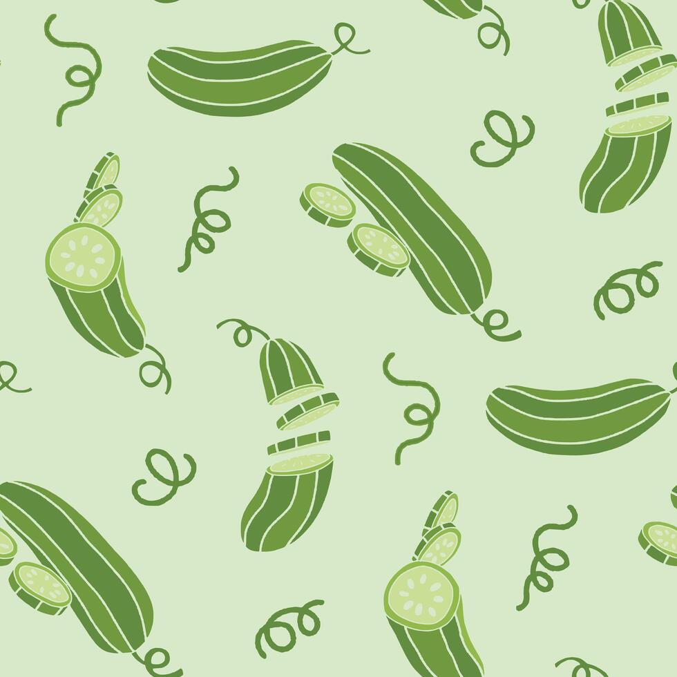 Cucumber Spiral Tendril Seamless Pattern illustration Design vector