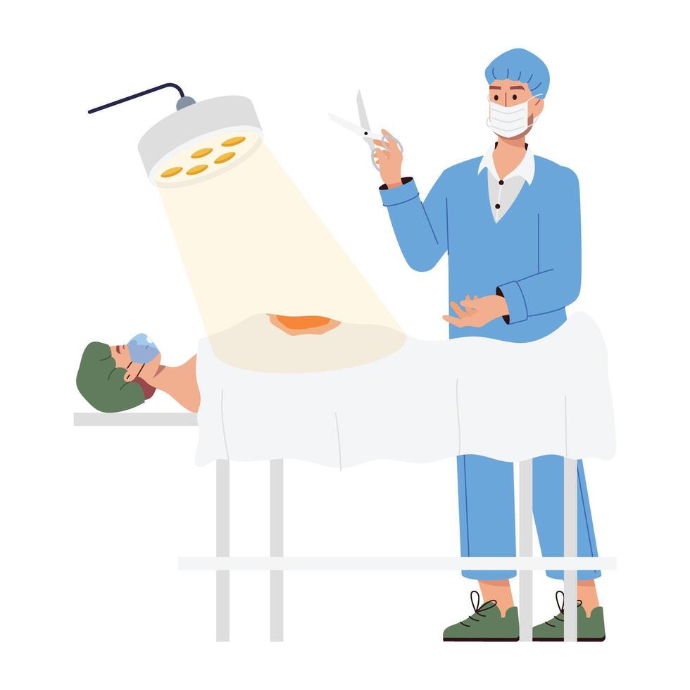 Basic RGBA flat style illustration of surgery room vector