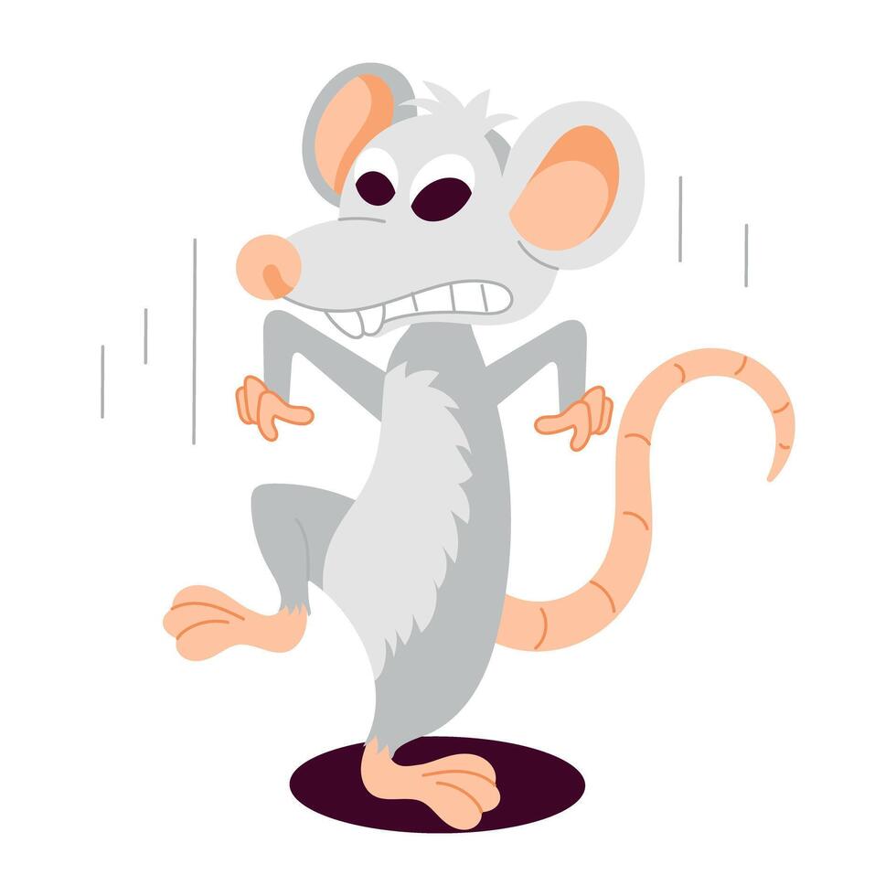 Basic RGBA flat style sticker of angry rat vector
