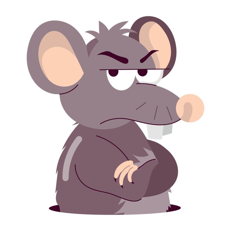 Basic A flat sticker showing rat with unamused expressions RGB vector