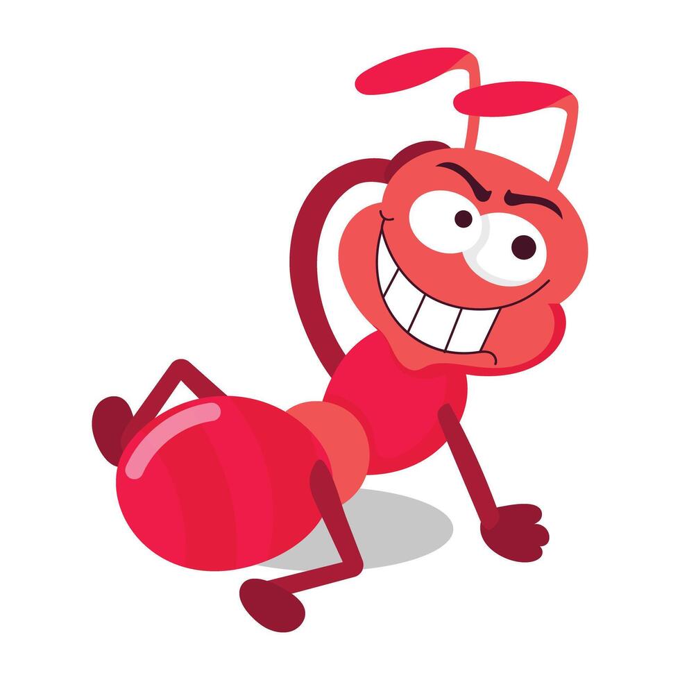 Smiling ant sticker designed in cartoon style vector