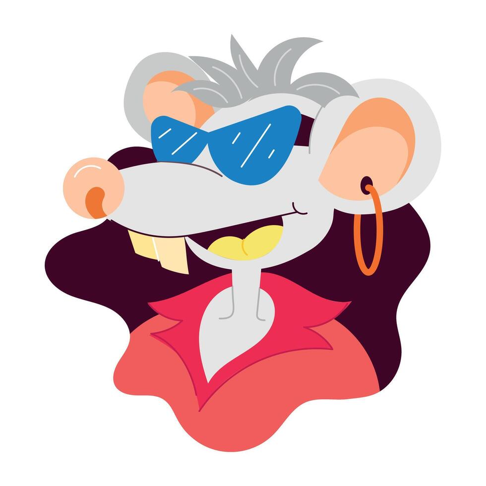 Basic RGBA comic style sticker of rat glasses vector