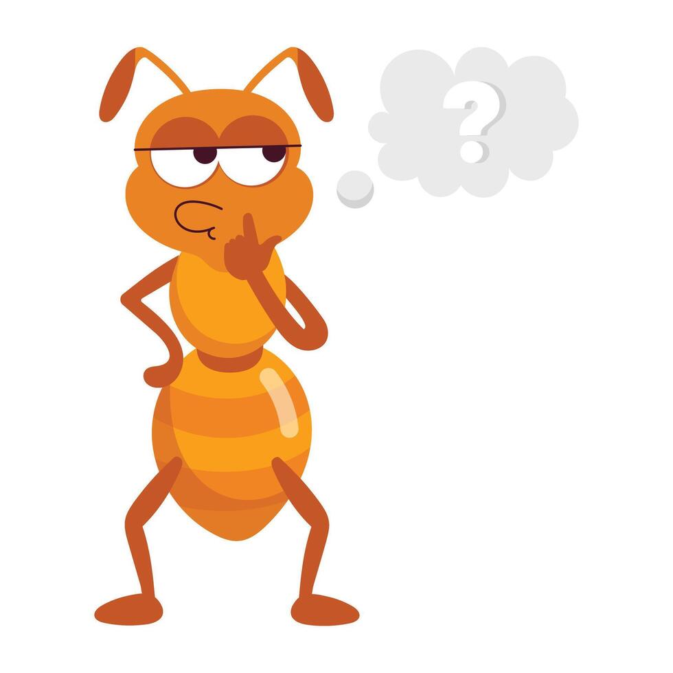 A flat style mascot of ant thinking vector