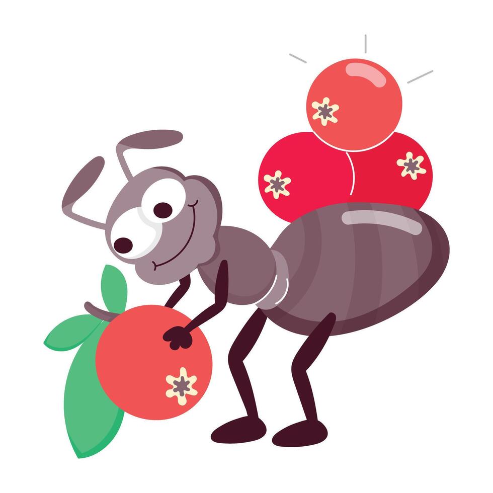 A flat style mascot of ant fruit vector