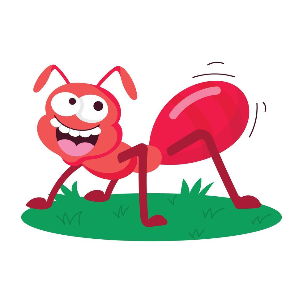 A flat sticker of cute ant smiling vector