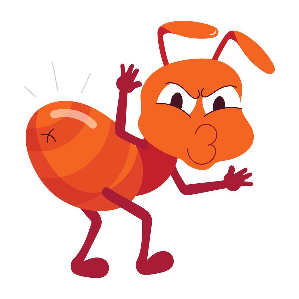 ant, insect, farting, flatulence, creature, specie, comic, mascot, cartoon, character, flat, , sticker, vector