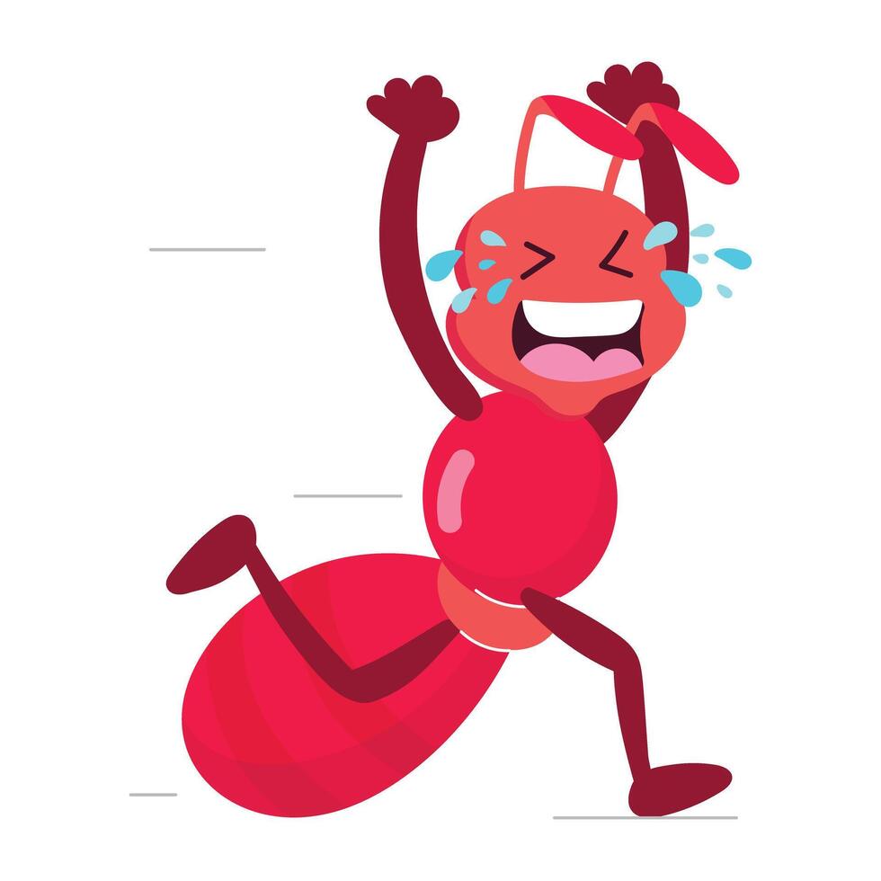 A comic style sticker of crying ant running vector