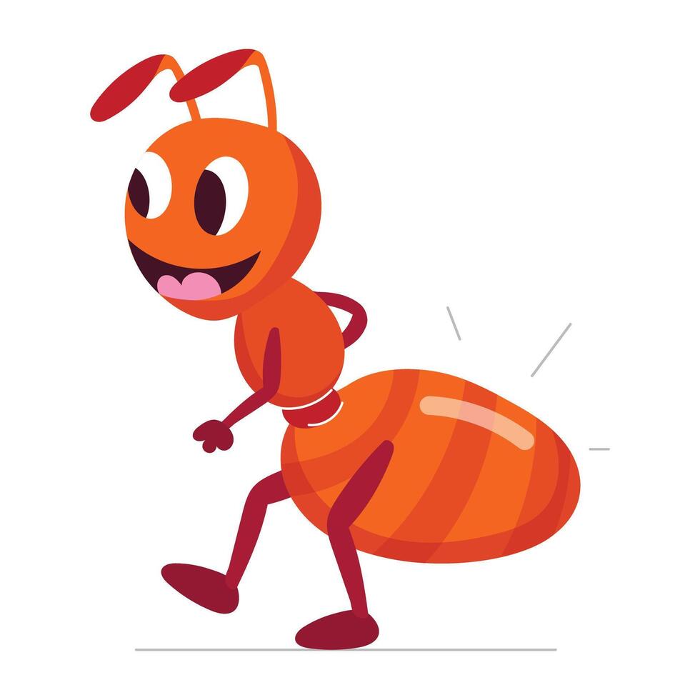 A happy ant walking flat sticker vector