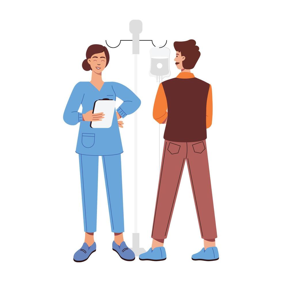 Basic RGBA flat illustration of doctor and patient discussion vector