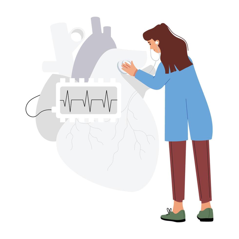 Basic RGBA flat character illustration of cardiologist vector