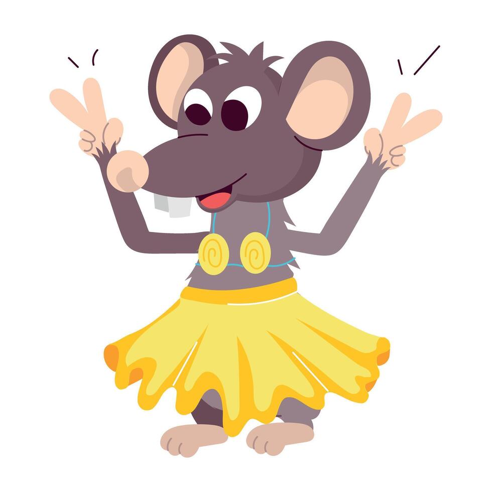 Basic RGBA comic style sticker of funny rat dress vector