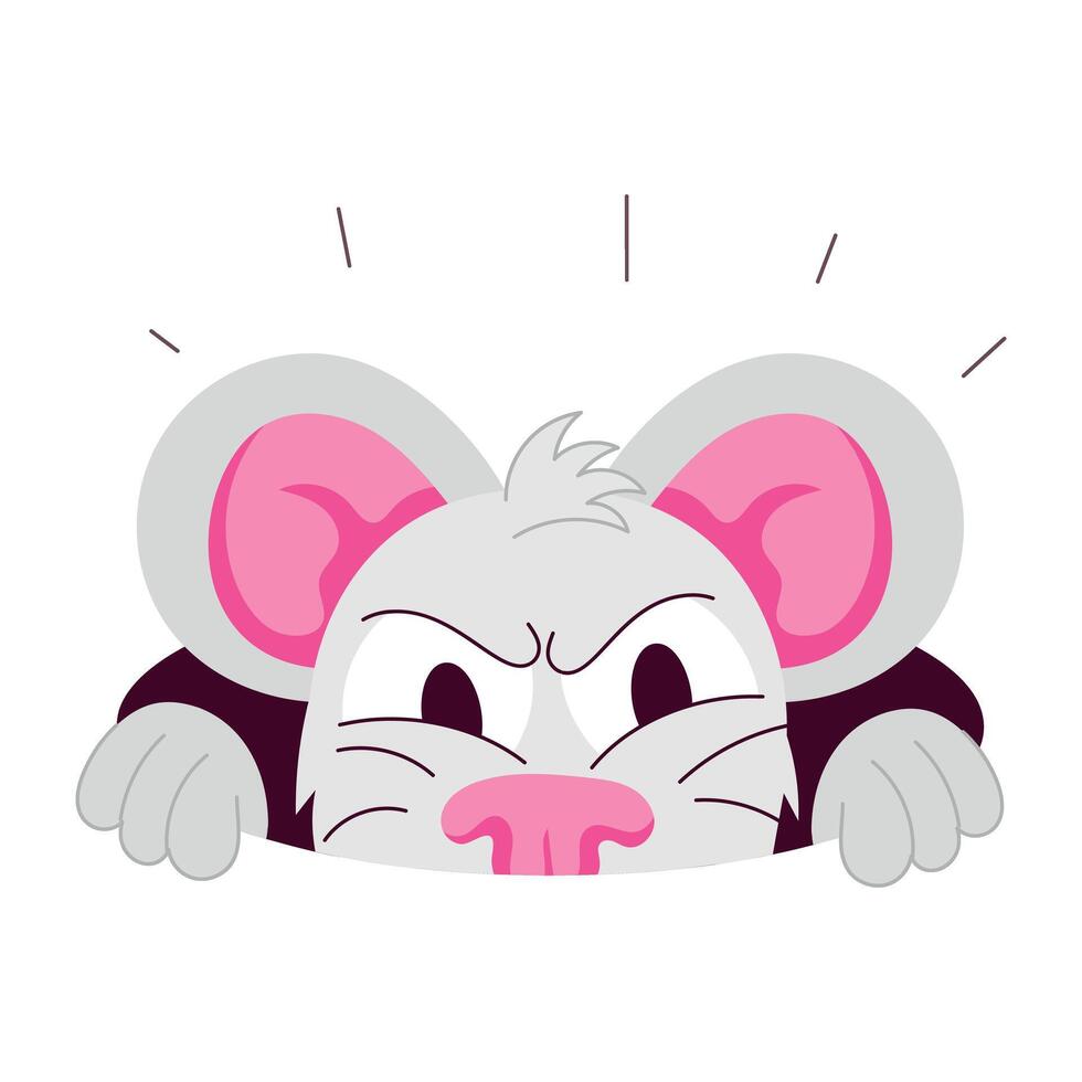 Basic A comic style sticker of rat peeps out RGB vector
