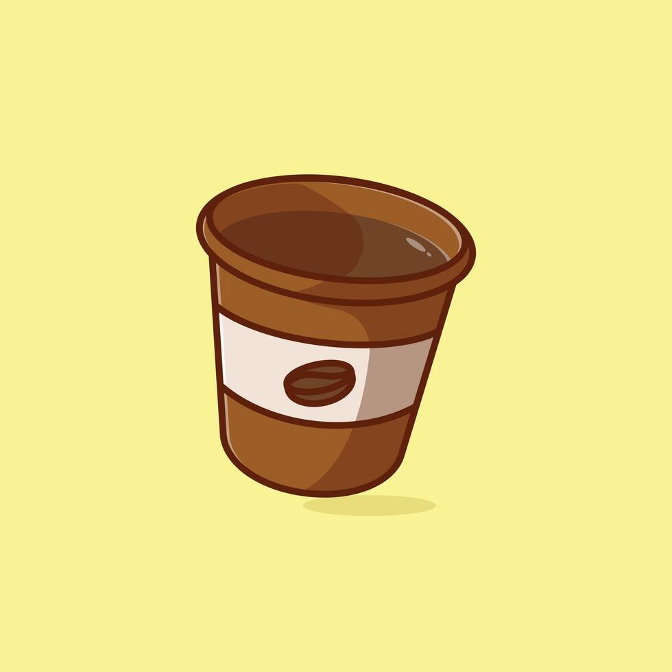 Simple paper cup with coffe cartoon illustration Collection of drinks concept icon isolated vector