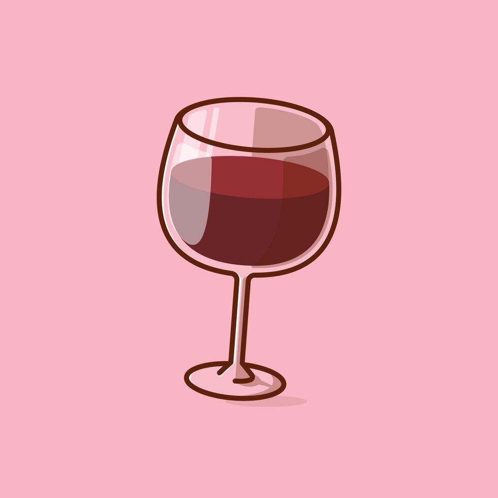 Simple a glass of red wine cartoon illustration Collection of drinks concept icon isolated vector