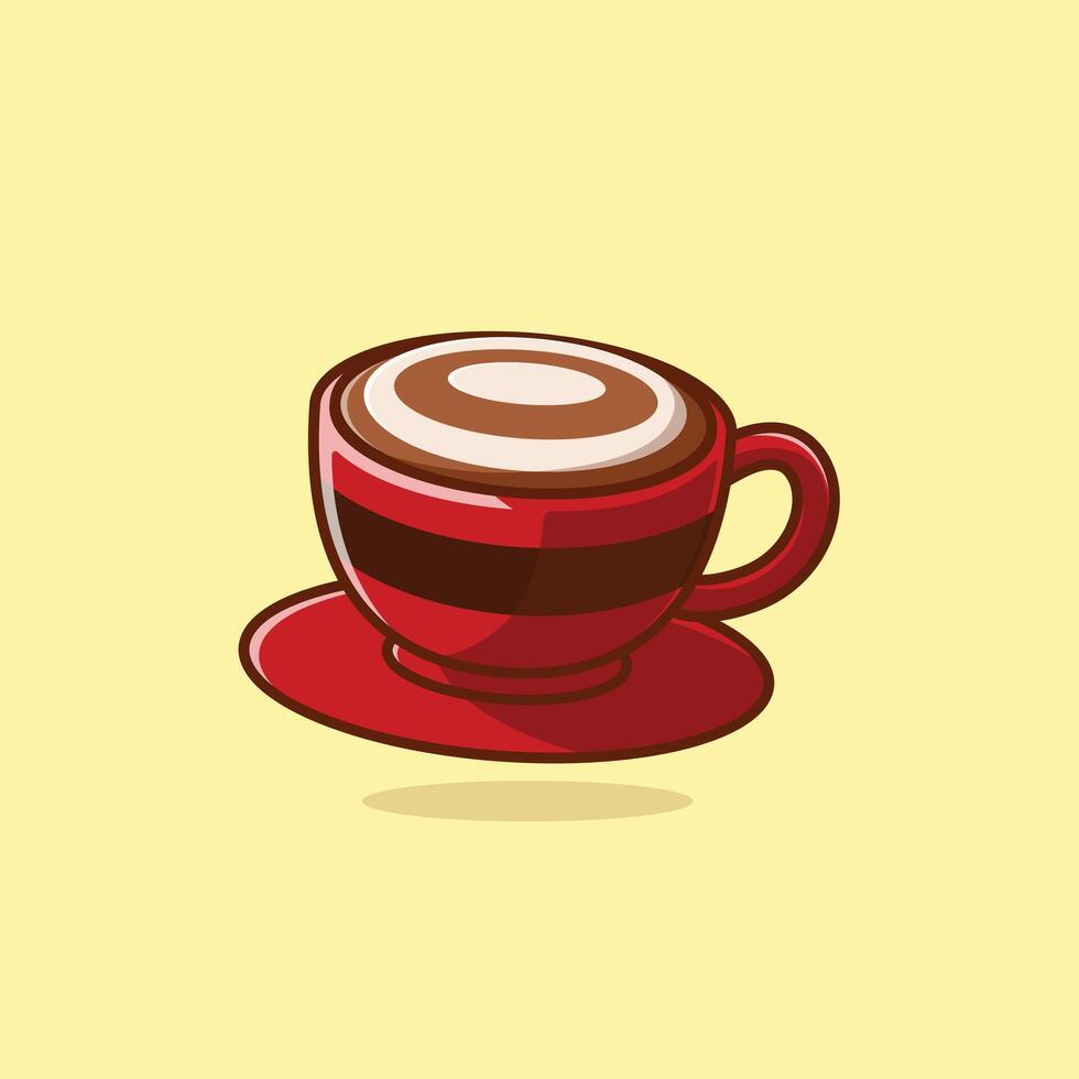 Simple cup of latte cartoon illustration Collection of drinks concept icon isolated vector