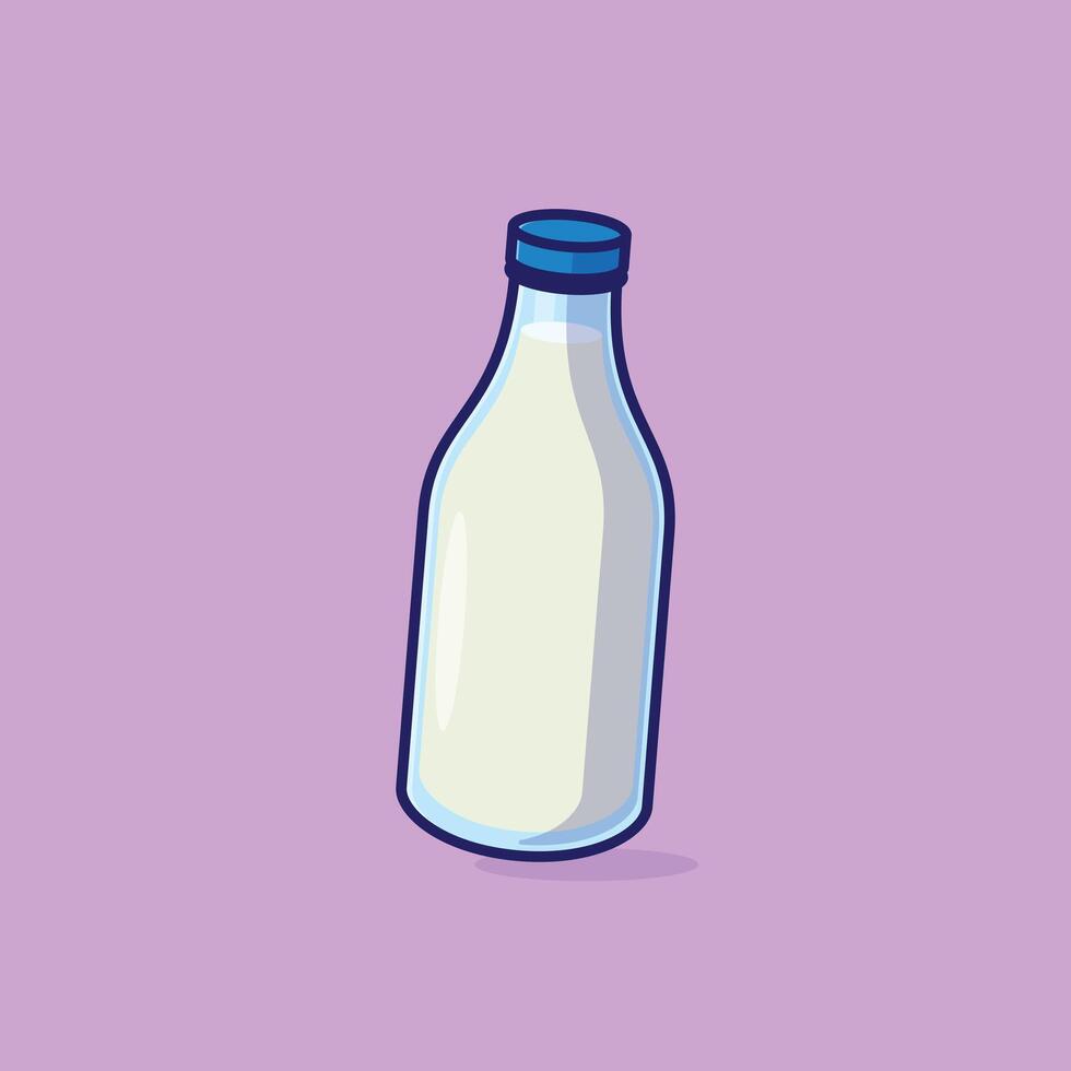 Simple bottle of fresh milk cartoon illustration Collection of drinks concept icon isolated vector