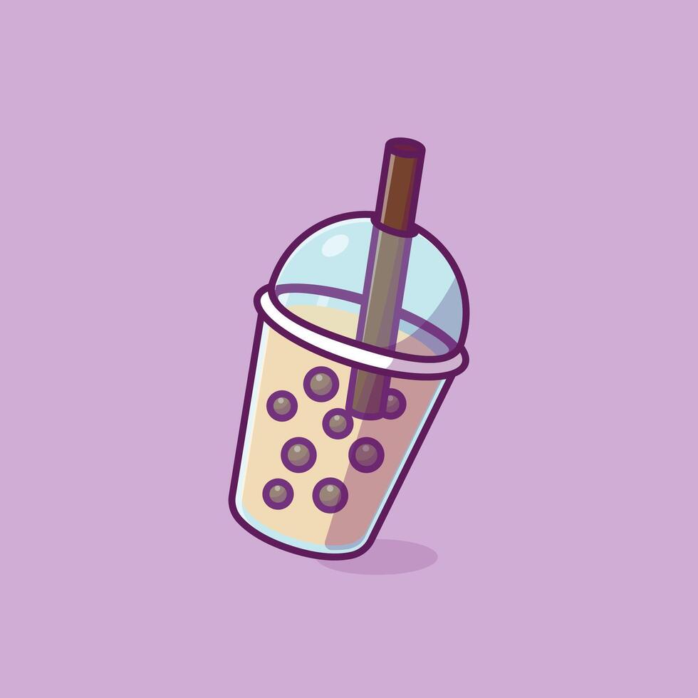Simple Boba or buble tea cartoon illustration Collection of drinks concept icon isolated vector