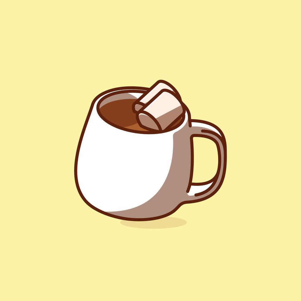 Simple cup of hot chocolate cartoon illustration Collection of drinks concept icon isolated vector