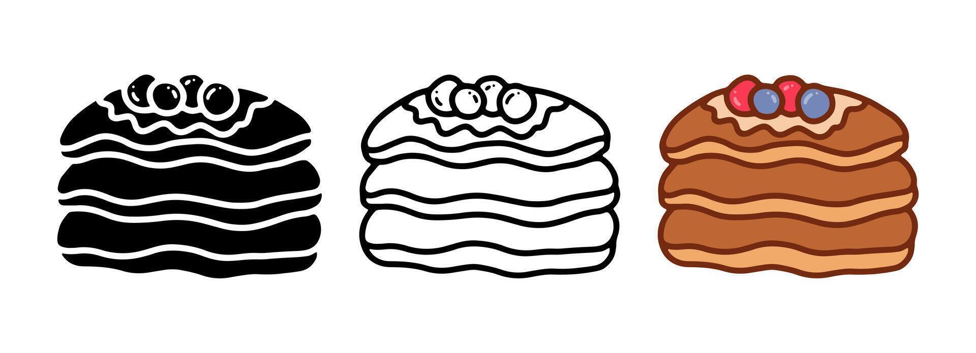 Set of Pancakes cartoon doodle, , Illustration. vector